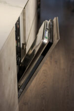 Bucătărie italiană melaminat Rigato blat Calacatta — stoc Milano reducere