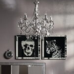 Tablou cu Rama din Oglinda Skull 100x100cm