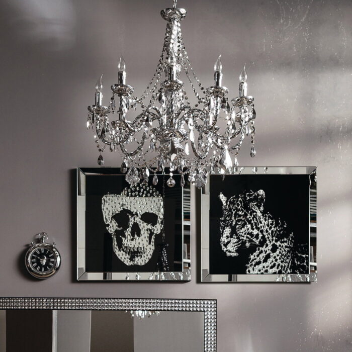 Tablou cu Rama din Oglinda Skull 100x100cm