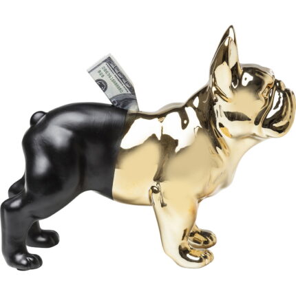 Pusculita din ceramica Bulldog Neagra-Aurie