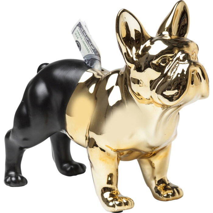 Pusculita din ceramica Bulldog Neagra-Aurie
