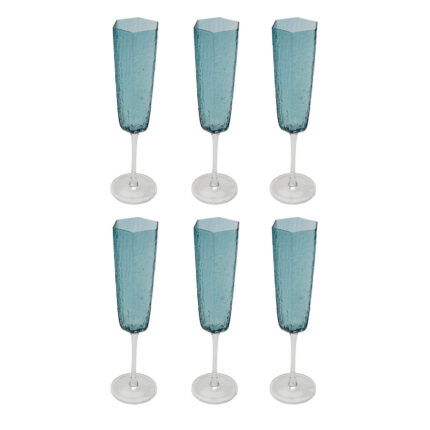 Pahar de șampanie Cascata Albastru (6/Set)