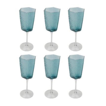 Pahar vin roșu Cascata albastru (set 6 buc.)