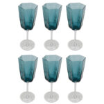 Pahar vin alb Cascata albastru (set 6 buc.)