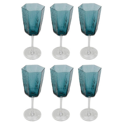 Pahar vin alb Cascata albastru (set 6 buc.)