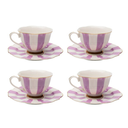 Ceașcă cu farfurioară Harlequin mov (set 4 buc.)