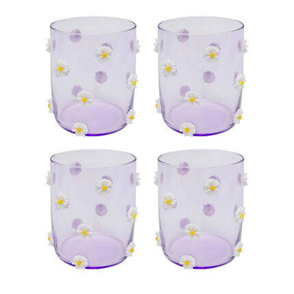 Pahar Party Flowers 9 cm (set 4 buc.)