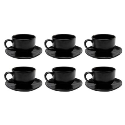Ceașcă cu farfurioară Organic negru (set 6 buc.)
