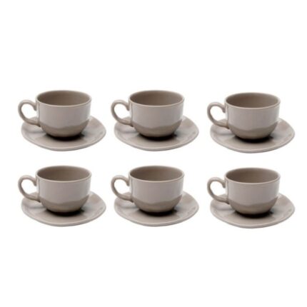 Ceașcă cu farfurioară Organic gri (set 6 buc.)