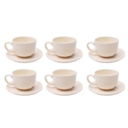 Ceașcă cu farfurioară Organic crem (set 6 buc.)
