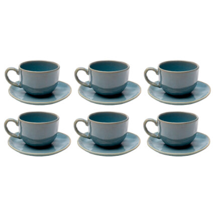 Ceașcă cu farfurioară Organic turcoaz (set 6 buc.)