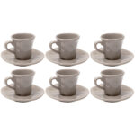 Ceașcă espresso cu farfurioară Organic gri (set 6 buc.)