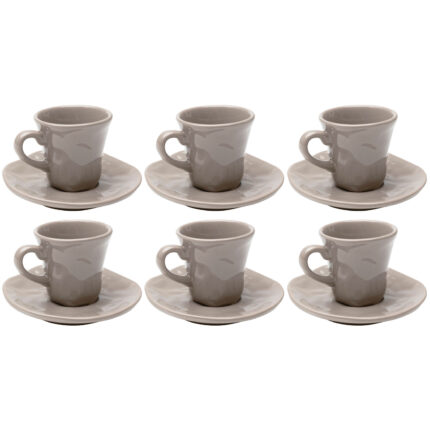 Ceașcă espresso cu farfurioară Organic gri (set 6 buc.)