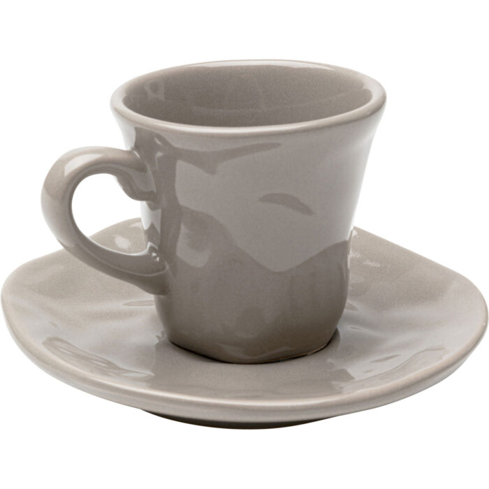 Ceașcă espresso cu farfurioară Organic gri (set 6 buc.)