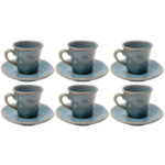 Ceașcă espresso cu farfurioară Organic turcoaz (set 6 buc.)
