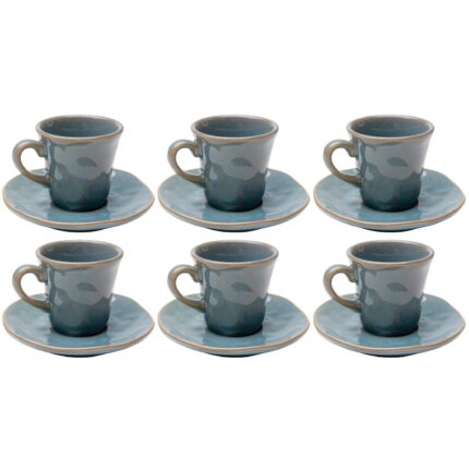 Ceașcă espresso cu farfurioară Organic turcoaz (set 6 buc.)