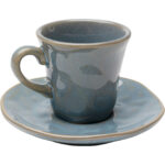 Ceașcă espresso cu farfurioară Organic turcoaz (set 6 buc.)
