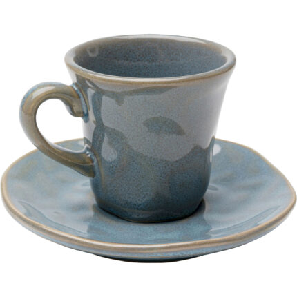 Ceașcă espresso cu farfurioară Organic turcoaz (set 6 buc.)