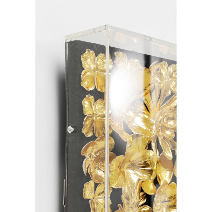 Decoratiune de perete cu rama Auriu Flower 80x80cm