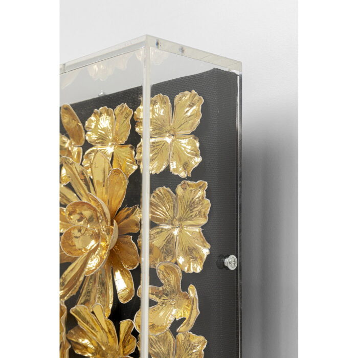Decoratiune de perete cu rama Auriu Flower 80x80cm