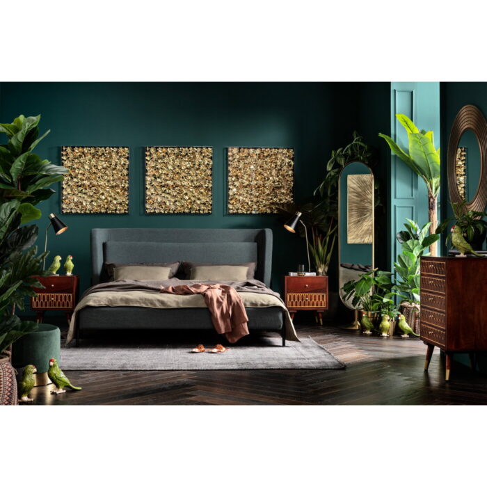 Decoratiune de perete cu rama Auriu Flower 80x80cm