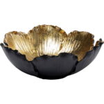 Bol decorativ Flower Bloom Negru/Auriu Ø25 cm