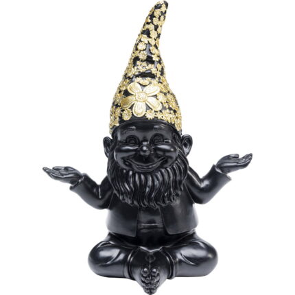 Figurina decorativa Gnome Meditation Negru/Auriu 19