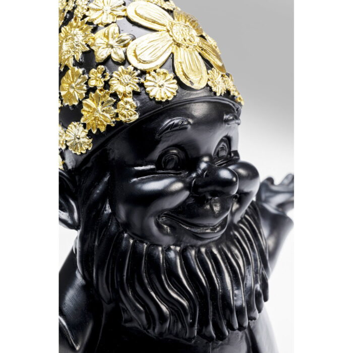 Figurina decorativa Gnome Meditation Negru/Auriu 19