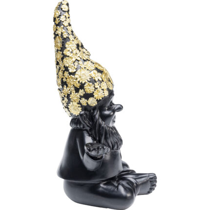 Figurina decorativa Gnome Meditation Negru/Auriu 19