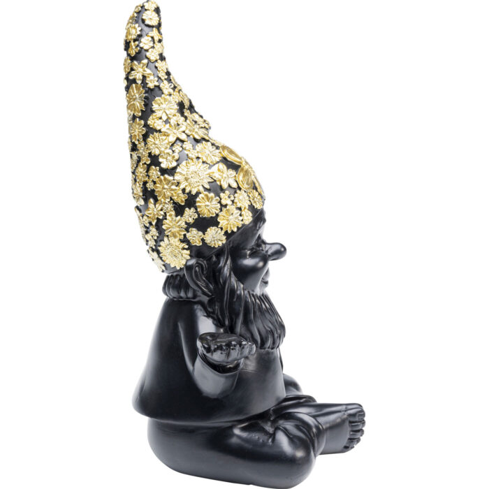 Figurina decorativa Gnome Meditation Negru/Auriu 19