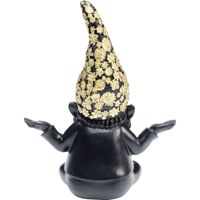 Figurina decorativa Gnome Meditation Negru/Auriu 19