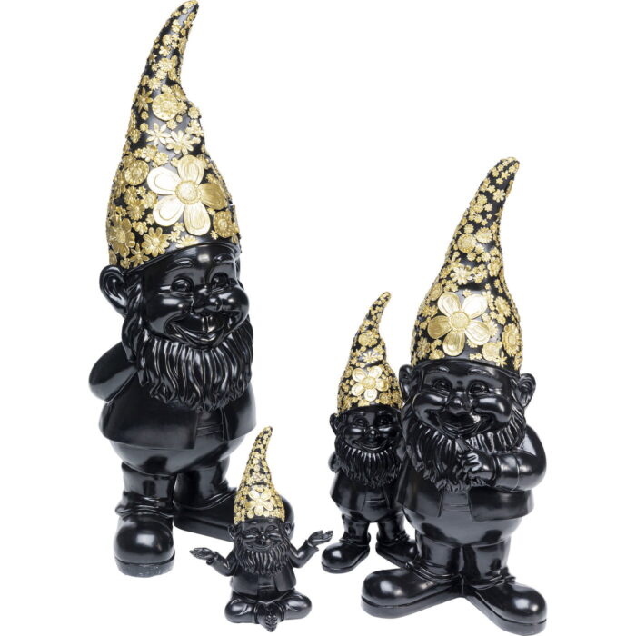 Figurina decorativa Gnome Meditation Negru/Auriu 19