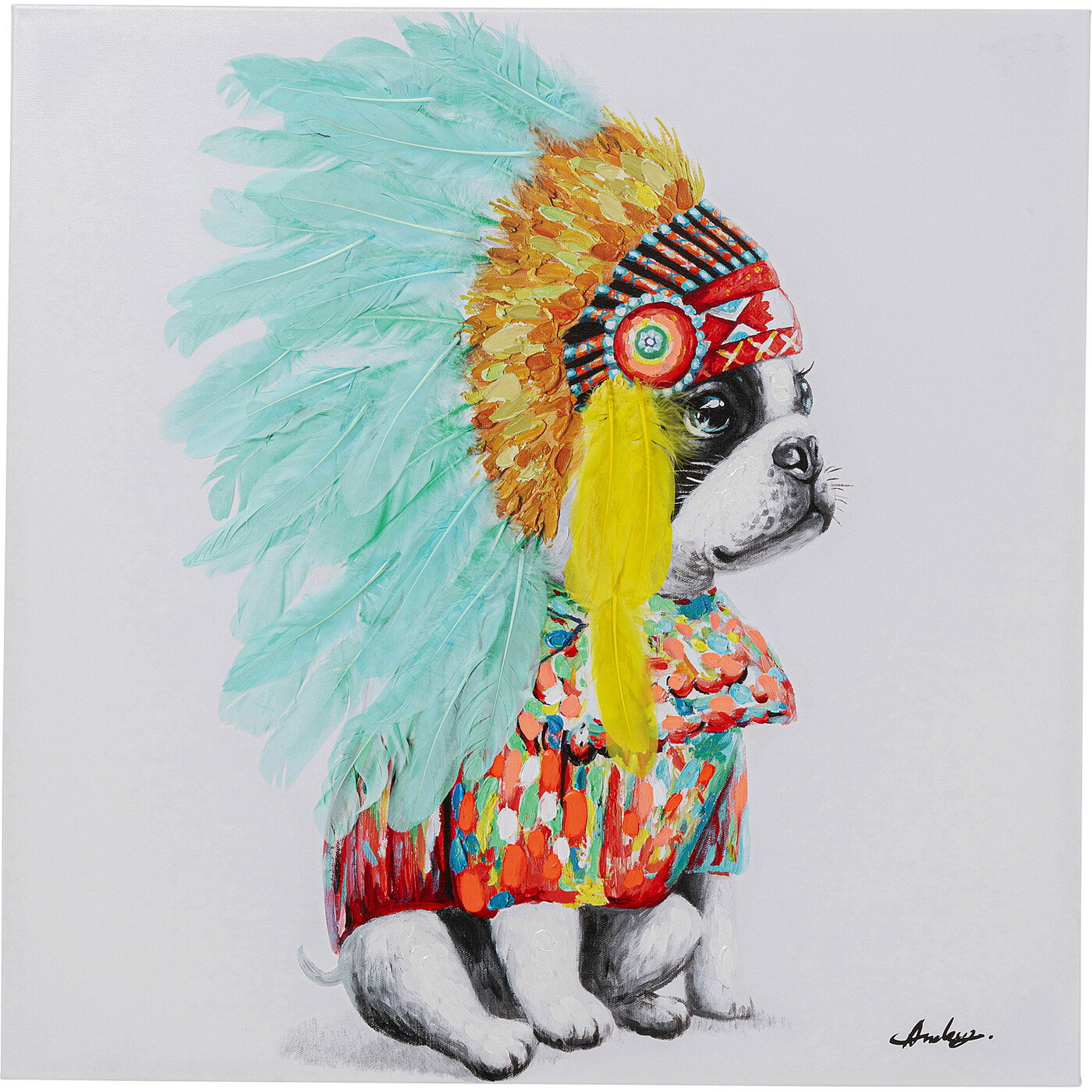 KARE-53160-1400x1400-1.jpg Tablou panza Headdress Dog 80x80 cm