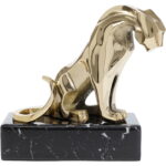 Figurina decorativa aurie Lion on Marble 31x34 cm