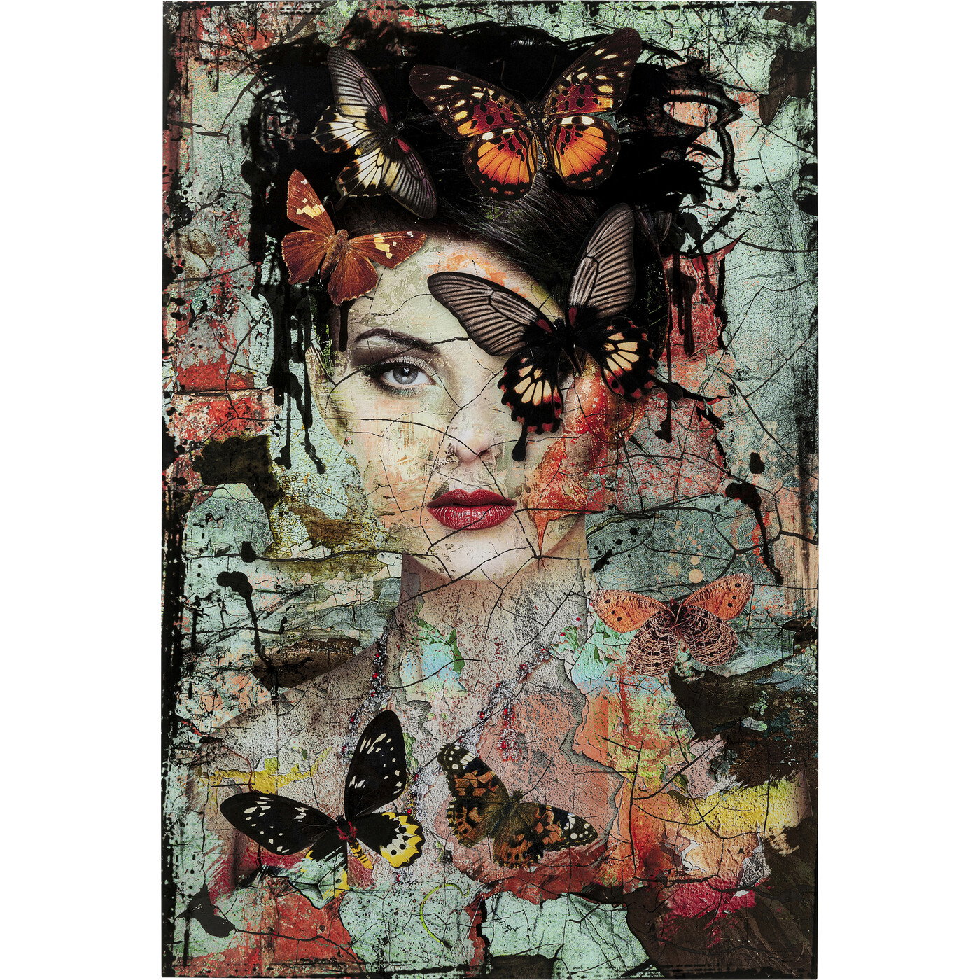 KARE-53811-1400x1400-1.jpg Tablou de sticla Lady Butterfly 100x150cm