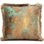 Perna decorativa cu ciucuri Antique Fringe 45x45 cm maro-verde