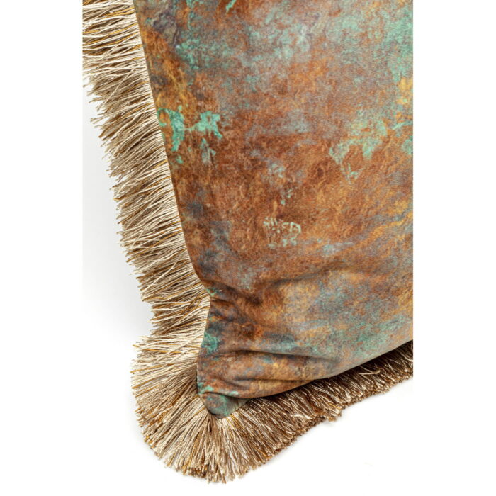 Perna decorativa cu ciucuri Antique Fringe 45x45 cm maro-verde