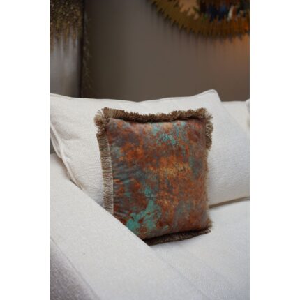 Perna decorativa cu ciucuri Antique Fringe 45x45 cm maro-verde