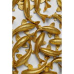 Decoratiune de perete din fibra de sticla School of Koi Ø160 cm aurie