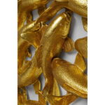 Decoratiune de perete din fibra de sticla School of Koi Ø160 cm aurie