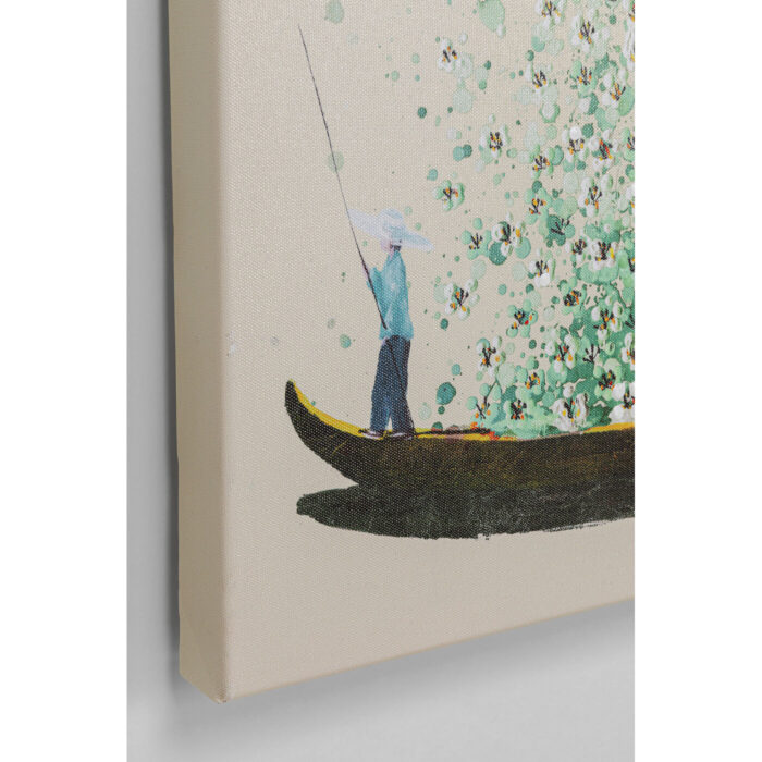 Tablou canvas Flower Boat bej/verde 80x100cm