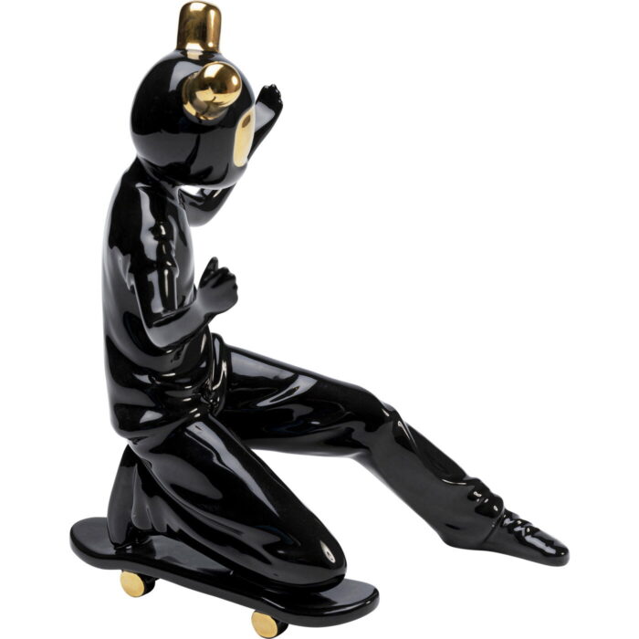 Figurina decorativa neagra Skating Astronaut 26x21 cm
