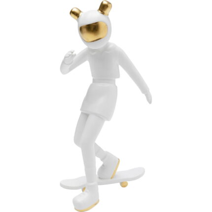 Figurina decorativa alba Skating Astronaut 17x33 cm
