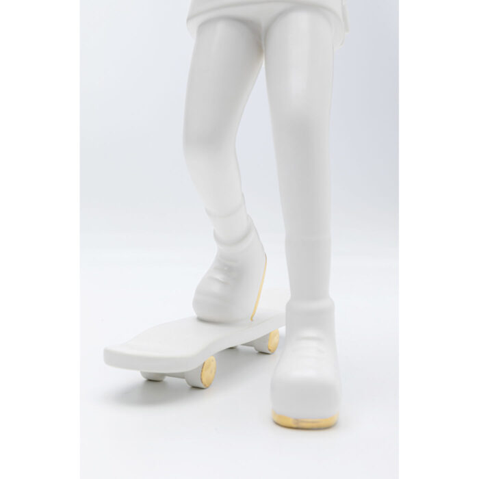 Figurina decorativa alba Skating Astronaut 17x33 cm