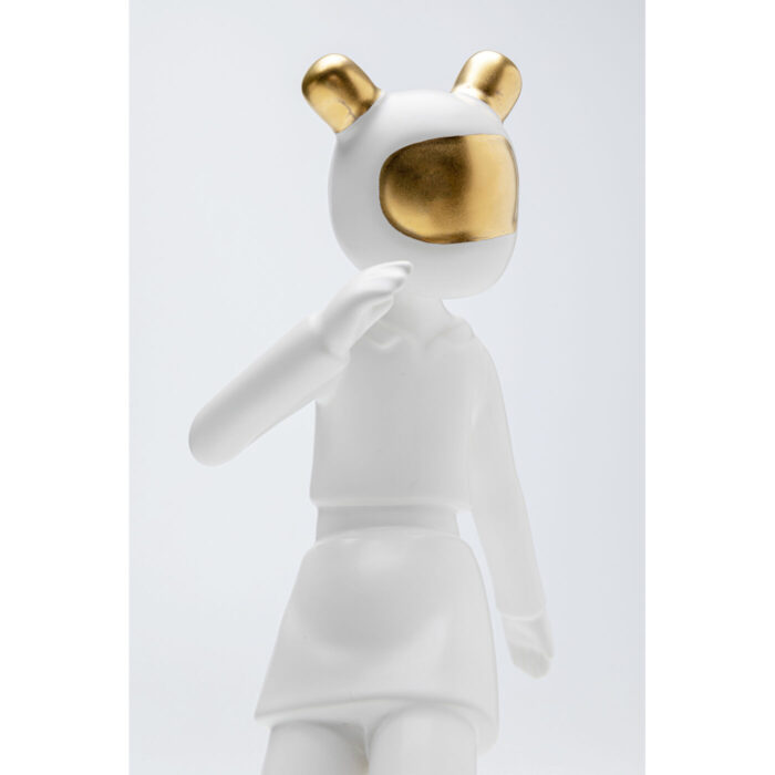 Figurina decorativa alba Skating Astronaut 17x33 cm