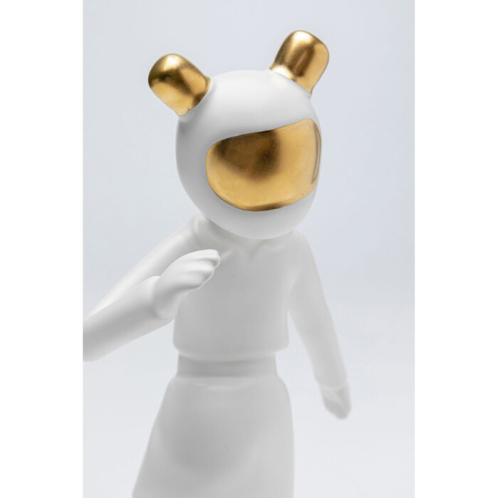 Figurina decorativa alba Skating Astronaut 17x33 cm