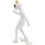 Figurina decorativa alba Skating Astronaut 17x33 cm