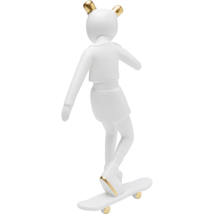 Figurina decorativa alba Skating Astronaut 17x33 cm