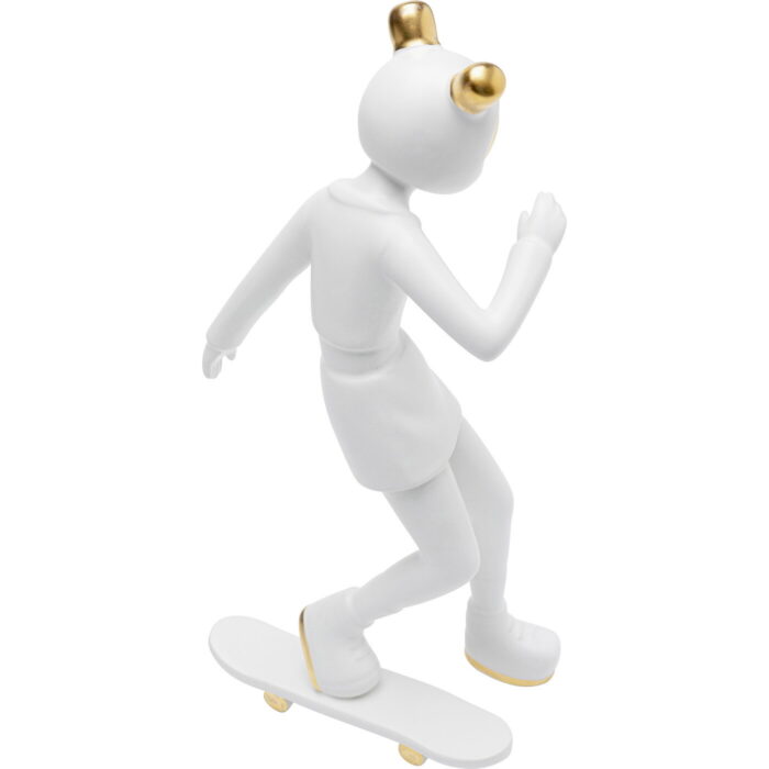Figurina decorativa alba Skating Astronaut 17x33 cm