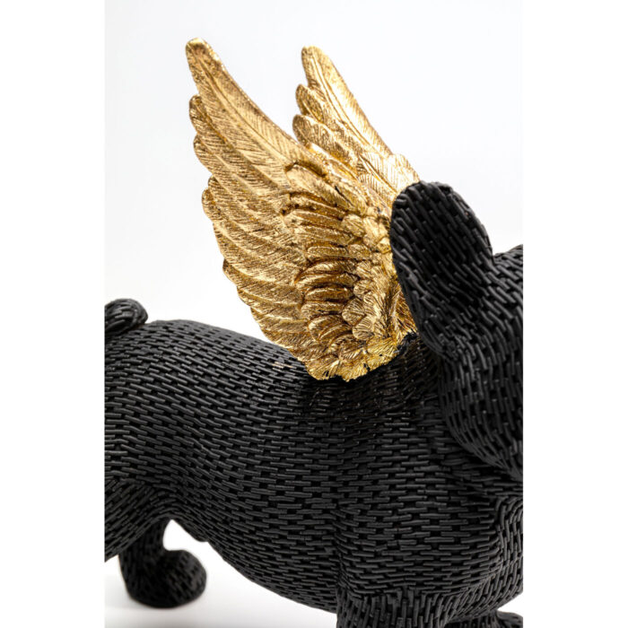 Figurina decorativa Angel Puppy 28x25 cm negru-aurie